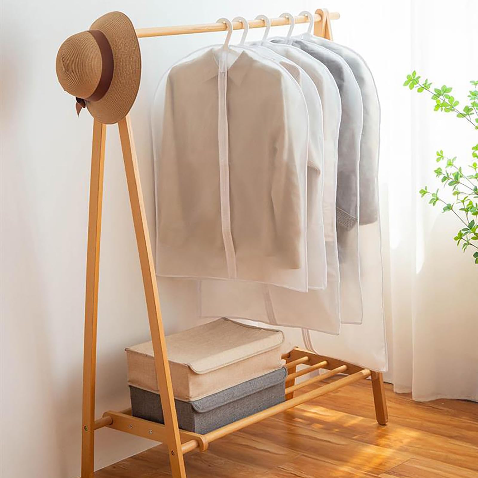 Lot de 5 Housses de Vêtements Translucides en Eva, Housses à Vêtements, avec Fermeture éClair, pour Manteaux, Vestes et Chemises(24x39in/60x100cm)