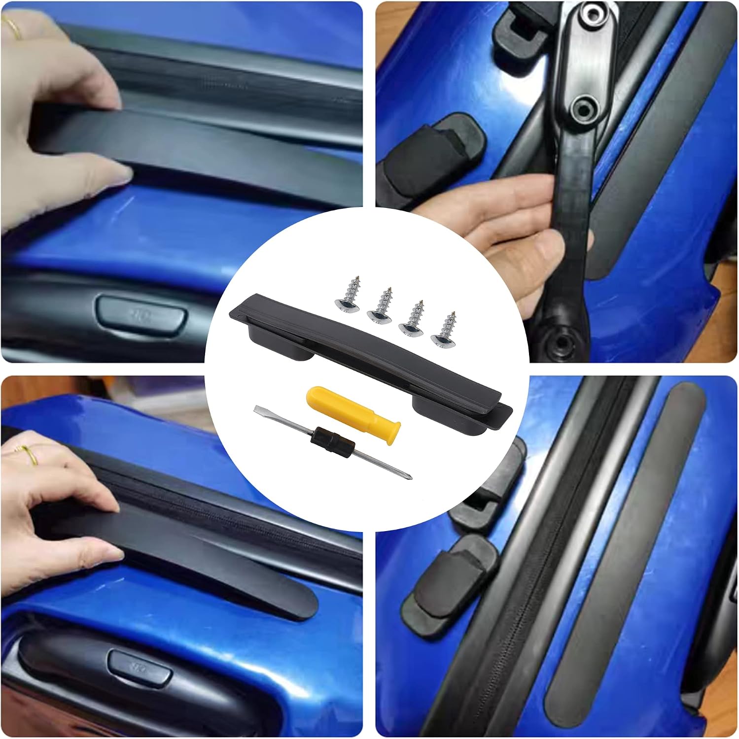 Luggage Spare Strap Grip Suitcase Handle Replacement 9.25" w/Screws B113 Black,Two Inner Hole Distance:105mm/4.13", Two Outer Hole Distance:193mm/7.60"