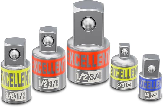 5 Piece Socket Adapter and Reducer Set, 1/4" 3/8" 1/2" 3/4" Drive Impact Socket Adapter Set for Impact Driver Conversions and Power Drill