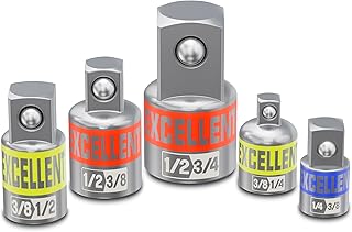 5 Piece Socket Adapter and Reducer Set, 1/4" 3/8" 1/2" 3/4" Drive Impact Socket Adapter Set for Impact Driver Conversions and Power Drill