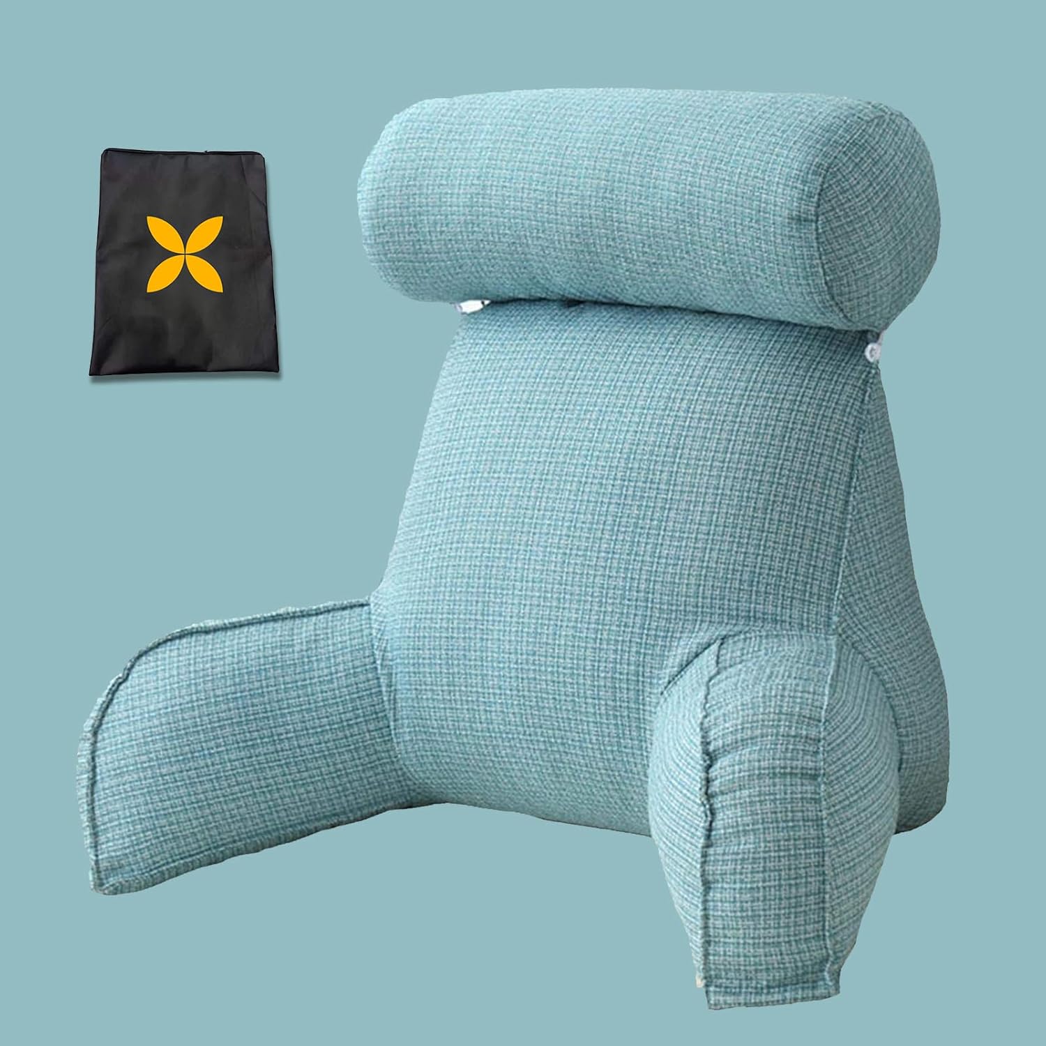 Reading Pillow, with Great for Back Support, Relaxing or Watching TV, Washable, Bed Rest Pillows with Arm Rests, Stuffed Back Pillow with PP Cotton, 75x50x40cm