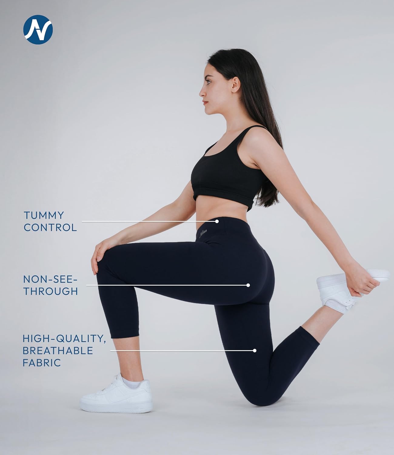 Nirlon Women's Capri Leggings High Waist Workout Yoga Pants 3/4 Length - Image 3