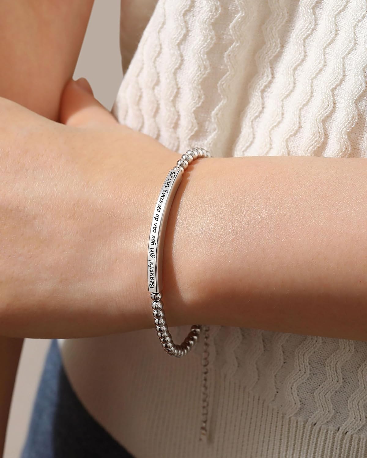 Beautiful Girl You Can Do Amazing Things – Inspirational Bracelet Birthday Christmas Gifts for Teen Girls