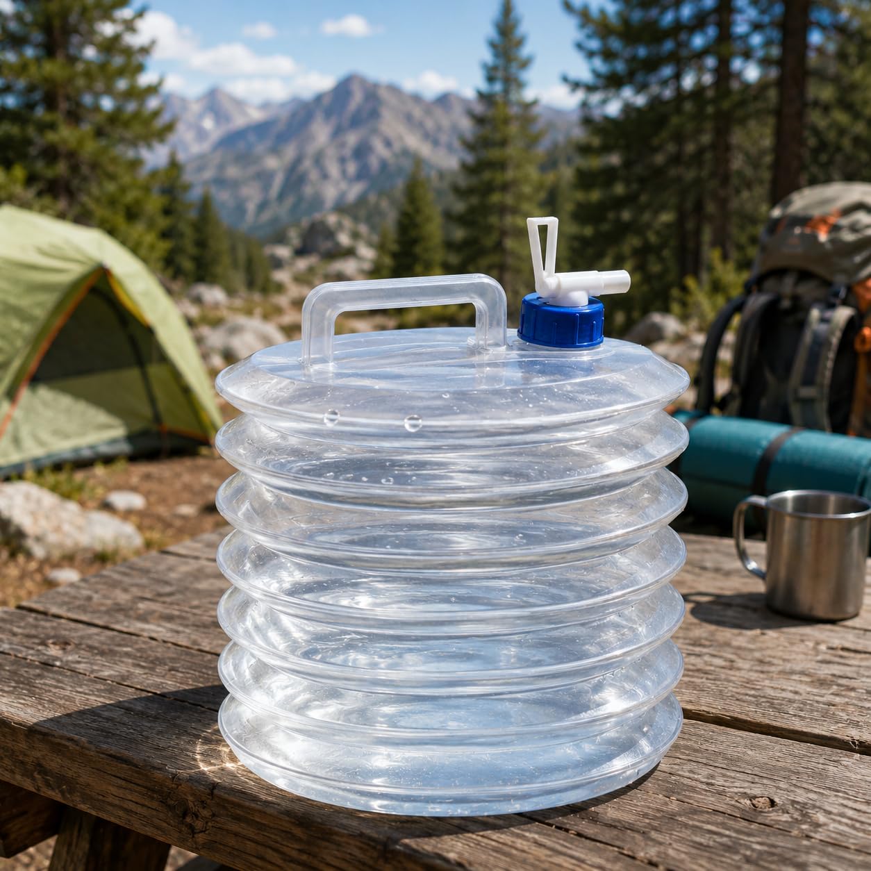 topolenashop Tanica Acqua Pieghevole 10L con Rubinetto Integrato, Contenitore Acqua da Campeggio Salvaspazio con Maniglia per Camper, Picnic, Viaggi e Uso Esterno