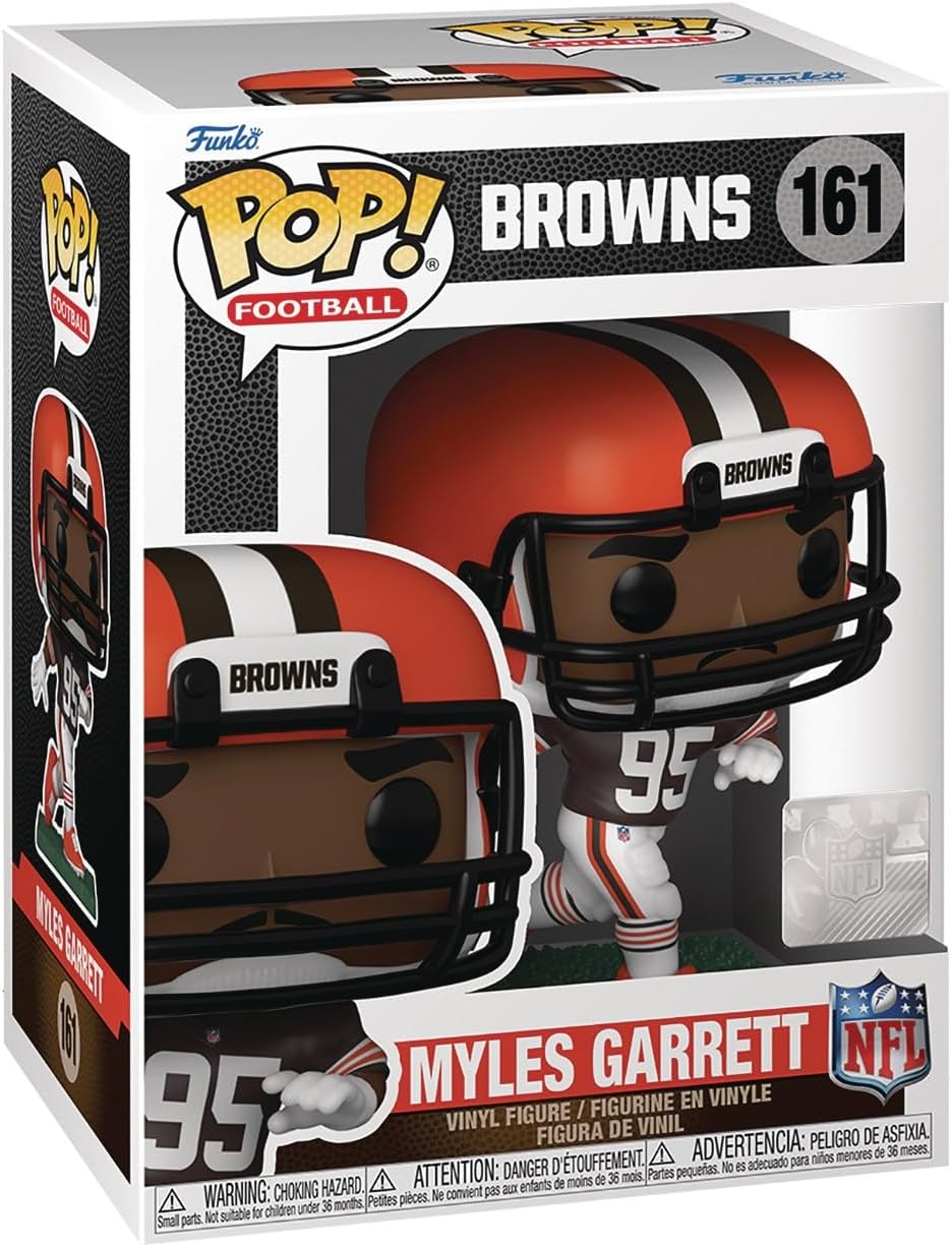 POP Football: Browns - Myles Garrett (Home Uniform) Funko Vinyl Figure (Bundled with Compatible Box Protector Case), Multicolor, 3.75 inches