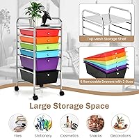 Vista 4 de MEDIMALL 6 Drawers Rolling Storage Cart, Multipurpose Craft Storage Cart with Wheels, Mobile Tools Scrapbook Paper Organizer Cart for Office School