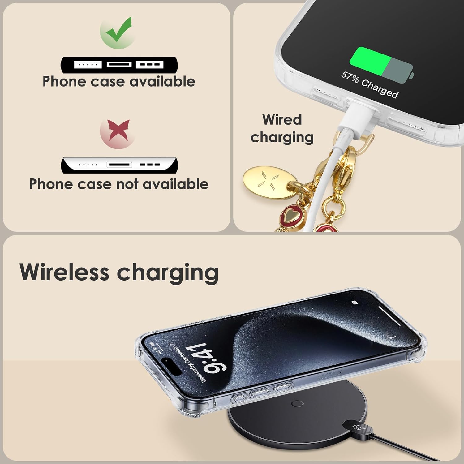 Premium Phone Charm Detachable Phone Chain Wristlet Metal Cute Phone Wrist Strap Lightweight Cellphone Lanyard Anti-Theft Strap for Women