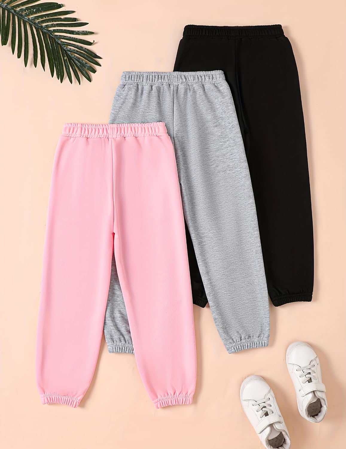 Girls' 3 Pcs Letter Graphic Print Sweatpants Kids Athletic Joggers Pants with Pockets 4-14 Years - Image 2