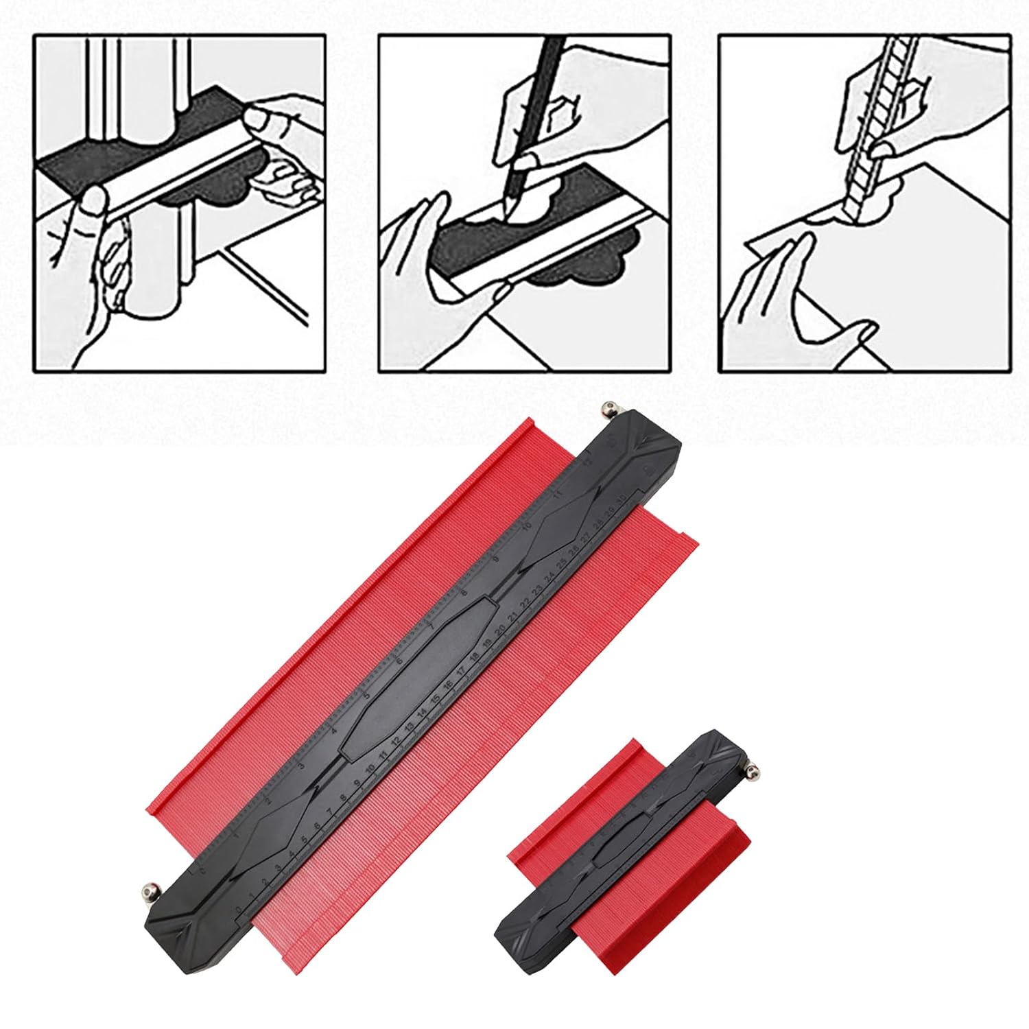 Ruler,Contouring Gauge Tool 5Inch or 12Inch Contouring Gauge with Aluminum Lock for Irregular Shape Woodworking