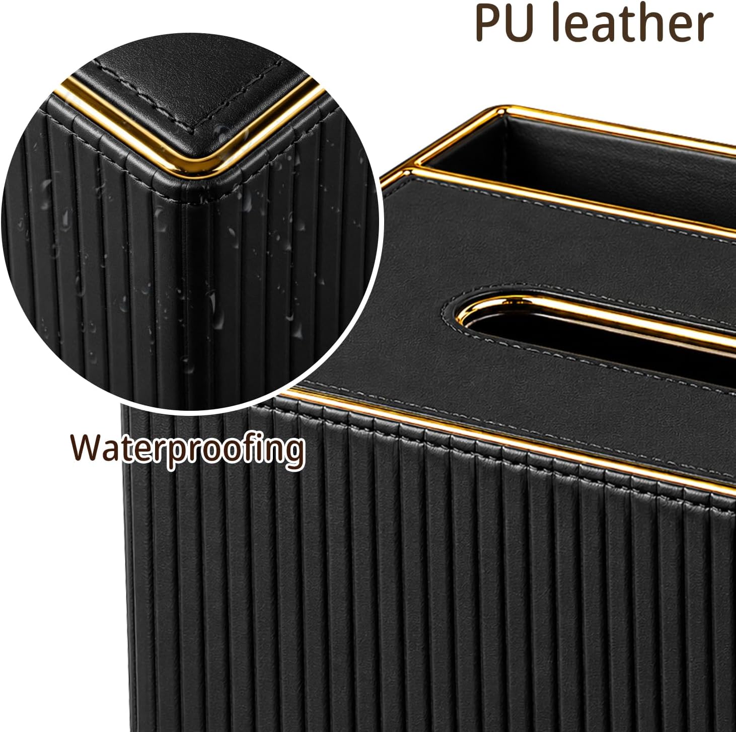 Tissue Box Cover Rectangle, Tissue Holder with Gold-Tone Edging Decoration image 5
