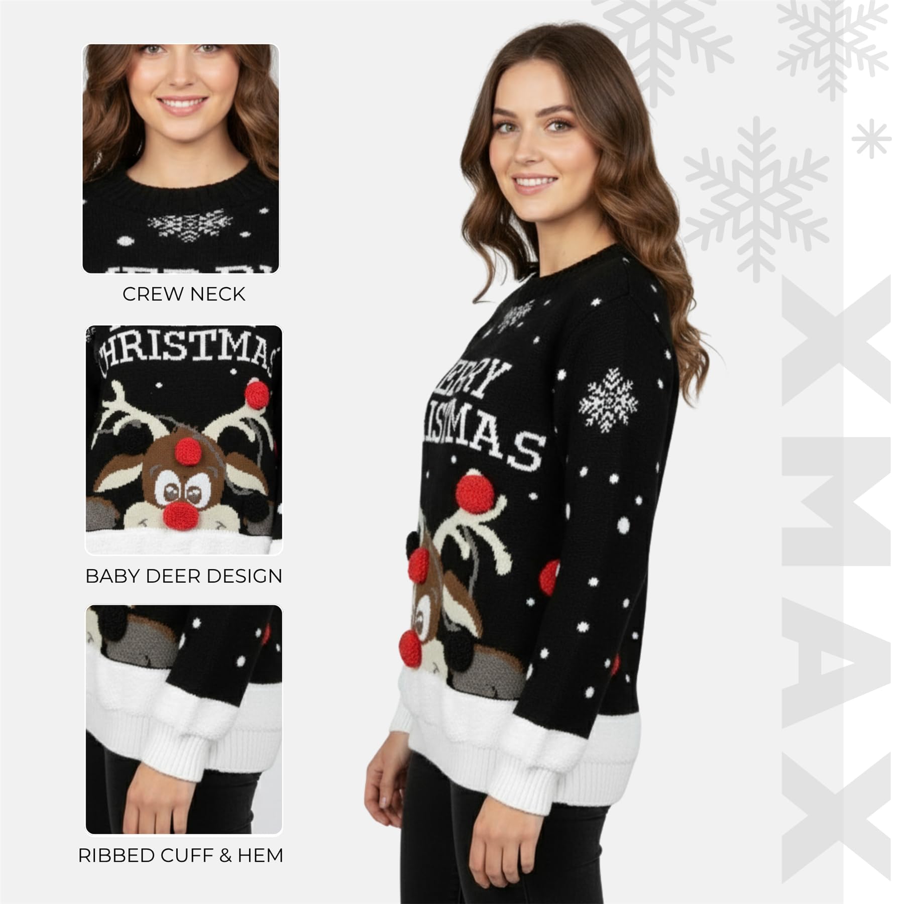 Janisramone Mujer Señoras Nuevo Unisexo Navidad 3D Pom Pom De Punto Novedad Navidad Retro Saltador Suéter Cima