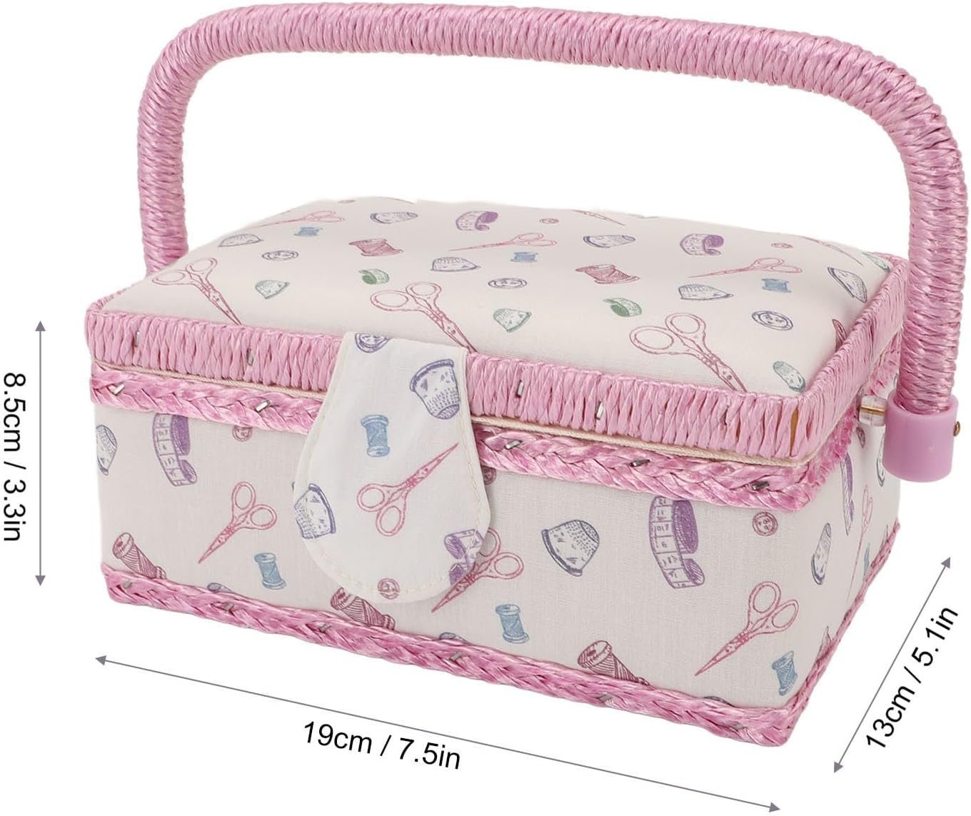 Sewing Basket Organizer Storage Box Portable Embroidery Mending Kit with Removable Tray Pincushion for Beginners Professionals Crafters Model C Purple 19 x 13 x 8 5cm