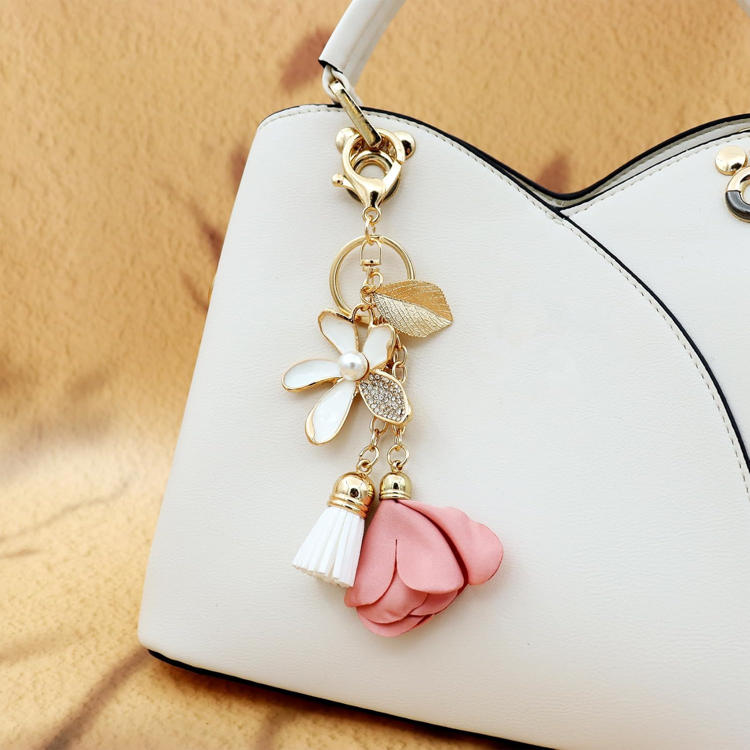 Elechobby Girlish Flower Keychain,Cute Metal Key Ring for Purse Bag,Romantic Creative Gift for Women - Image 6