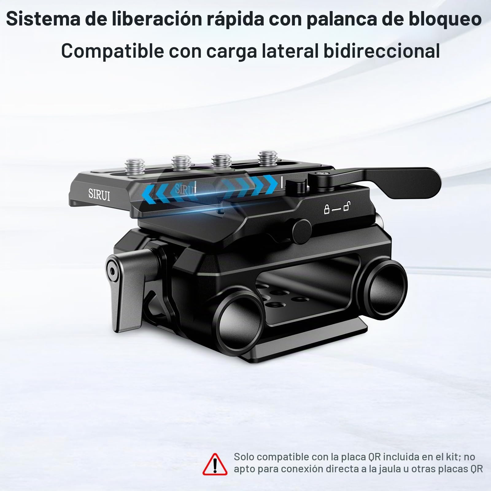 SIRUI Sistema de Soporte de Riel de 15mm con Placa de Liberación Rápida Tipo Arca, Placa Base de Cámara con Abrazaderas de Varilla Duales de 15mm para Trípode, Plataforma de Hombro, Am-QA-LR