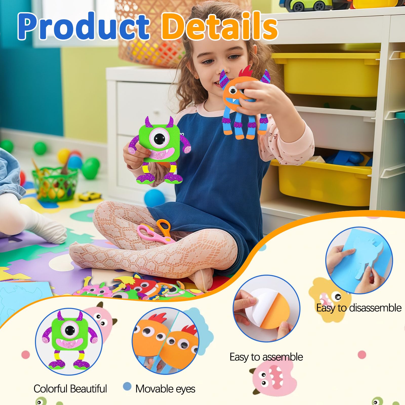 HDAKDDHG 12 Pack Monster Arts and Crafts for Kids Craft Kit for Kids Activity Packs for 3-12 Years Old Boys Girls Gift - Image 4