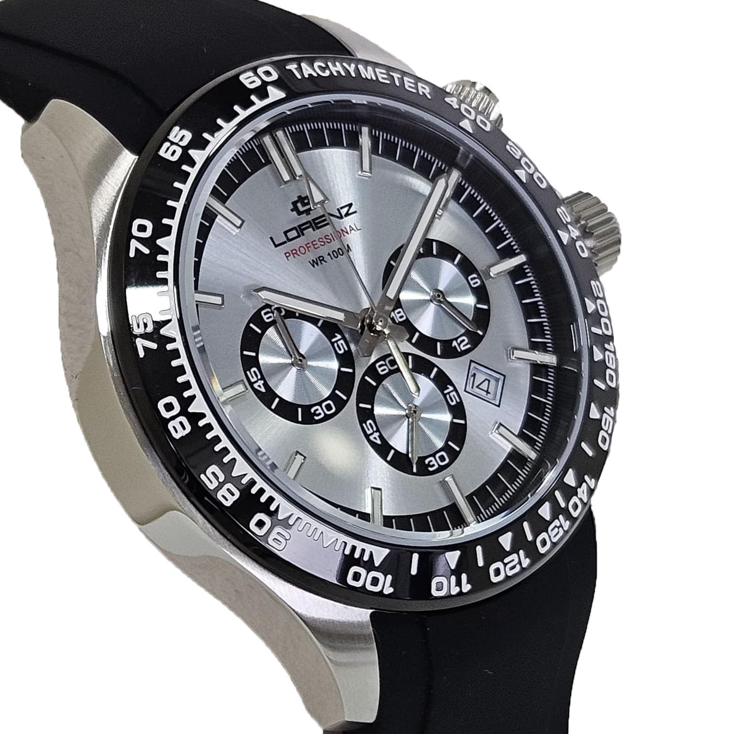 Lorenz Chrono 26175QQ - Cronografo da uomo con cinturino in gomma - sub 100 metri
