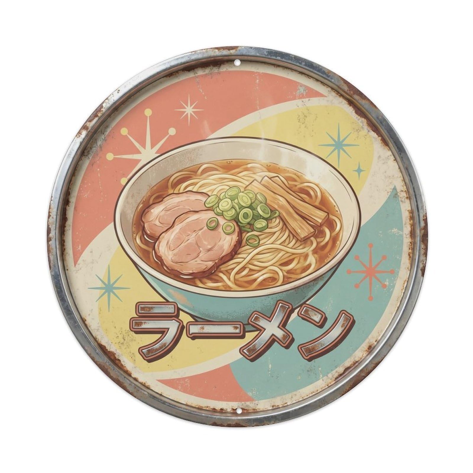 Cxhjca 8X8inch(20X20cm) Ramen Japanese Noodles 1950S Style Food Restaurant Metal Tin Sign