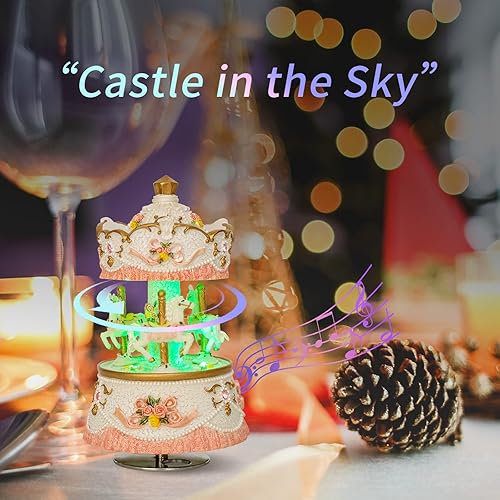 Miniatura 10 de Globo de nieve musical de unicornio para niños y niñas, caja de música con 7 luces LED con purpurina para cumpleaños, San Valentín