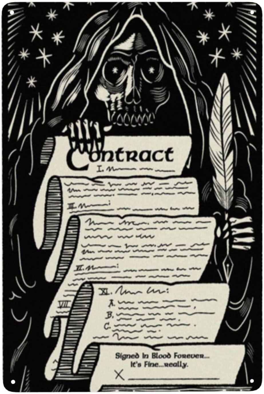 Contracts Are Scary Metal Tin Signs home decor Man Cave