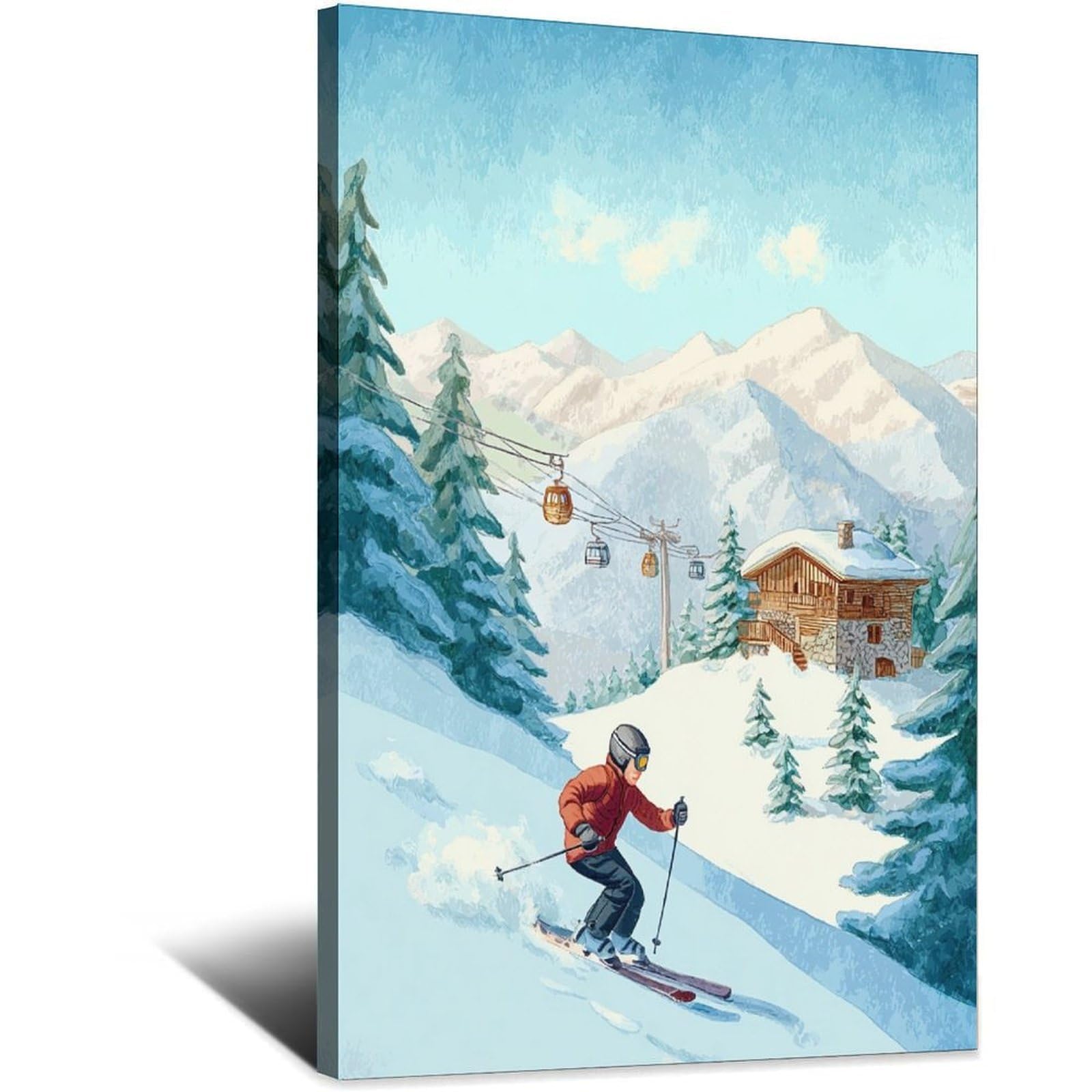 CFXNGA Courchevel France Ski Poster 24x36inch(60x90cm) Vintage Watercolor Canvas Art
