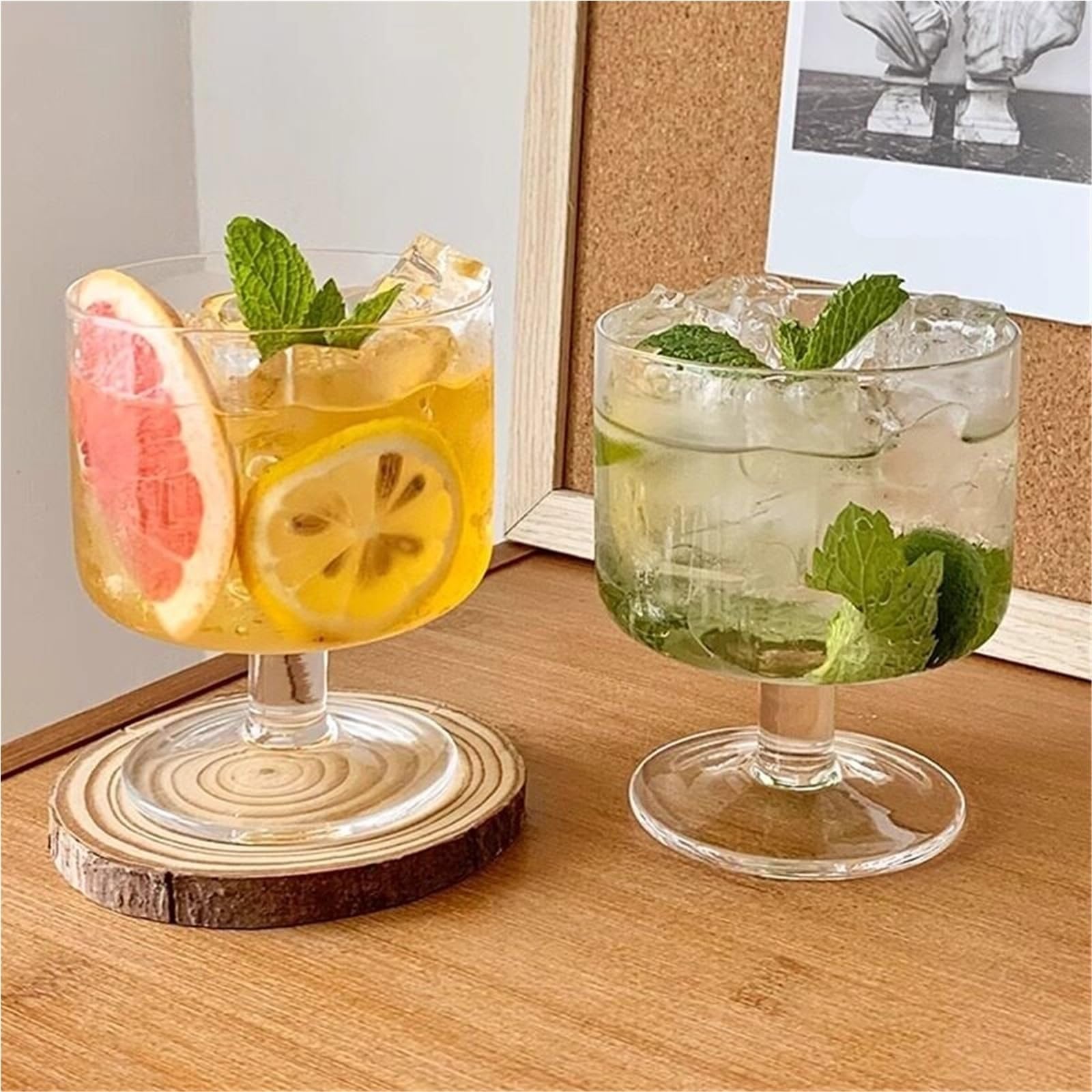 Juego de 2 copas de cóctel de tallo corto de 340 ml, vaso de jugo transparente for restaurante, hogar y bar Vaso para bebidas