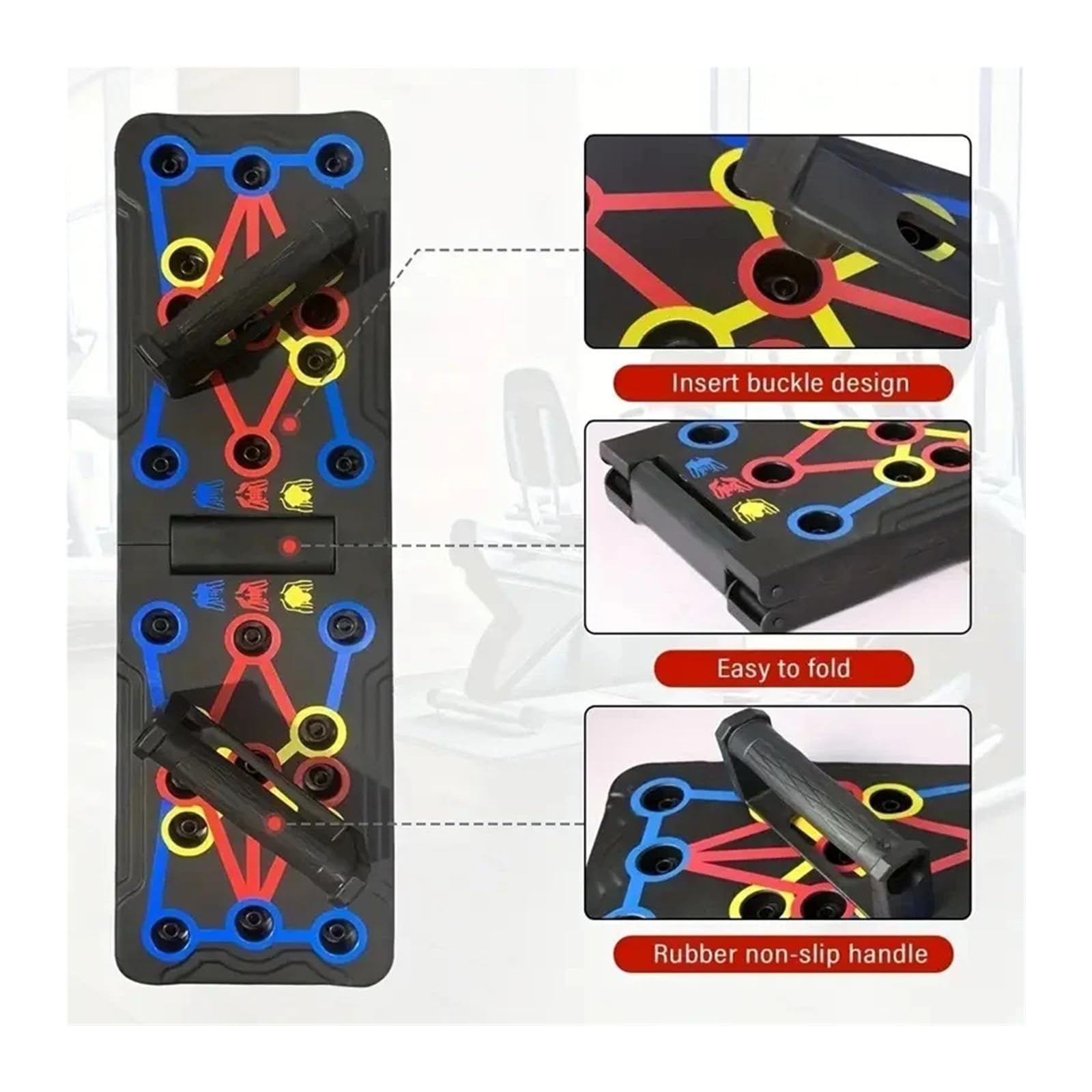 Genérico Tabla de Flexiones portátil Multifuncional, Dispositivo de Entrenamiento Muscular for Fitness en casa, Juego de Entrenamiento Plegable con Barra de Resistencia