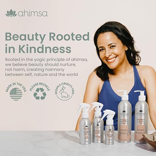 Miniatura 7 de Ahimsa Acondicionador hidratante sin enjuague para cabello seco, acondicionador hidratante para cabello dañado, ondulado, rizado o tratado con