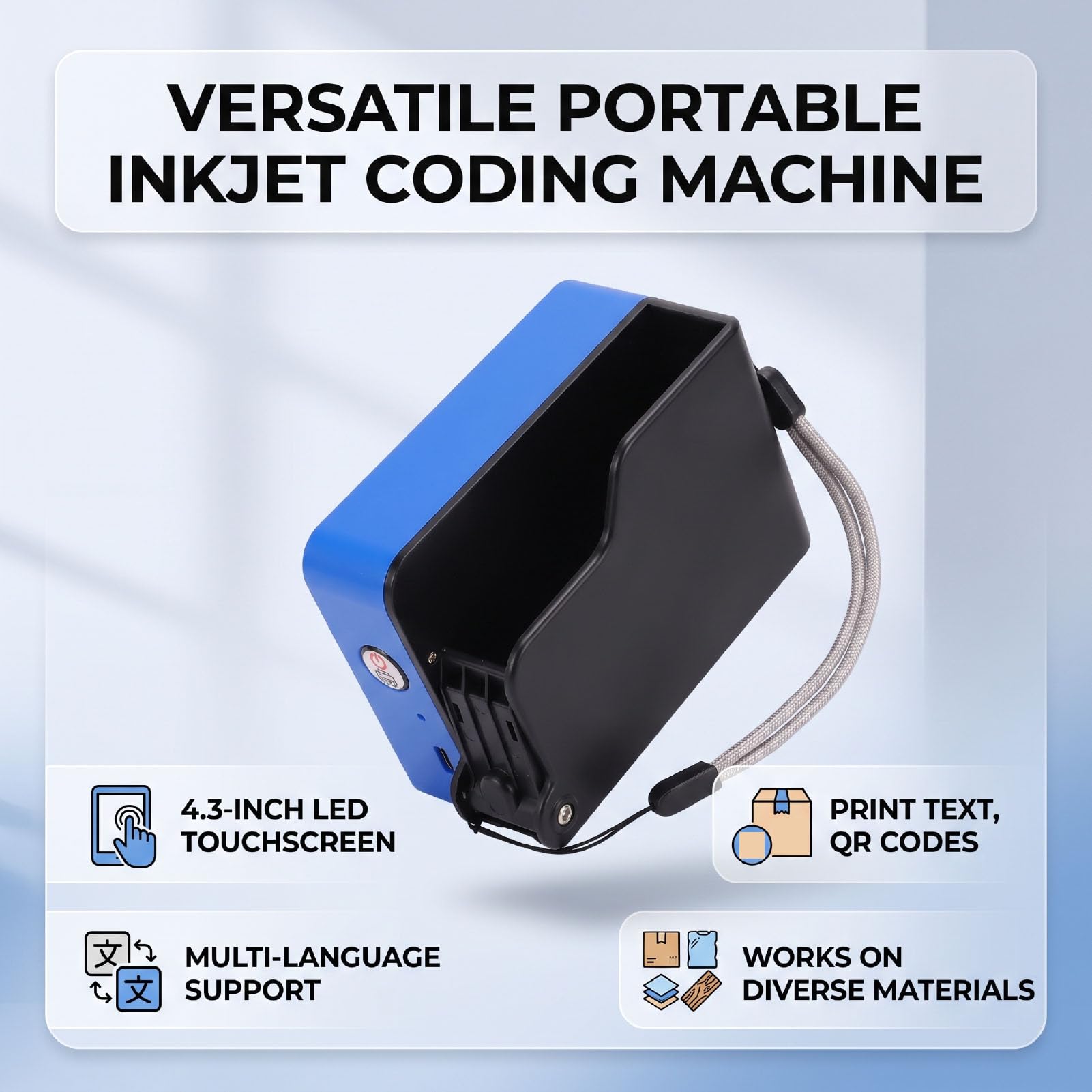Fafeicy Tragbarer Tintenstrahldrucker Handheld Coder 12,7 Mm Druckhöhe für QR Code Datum