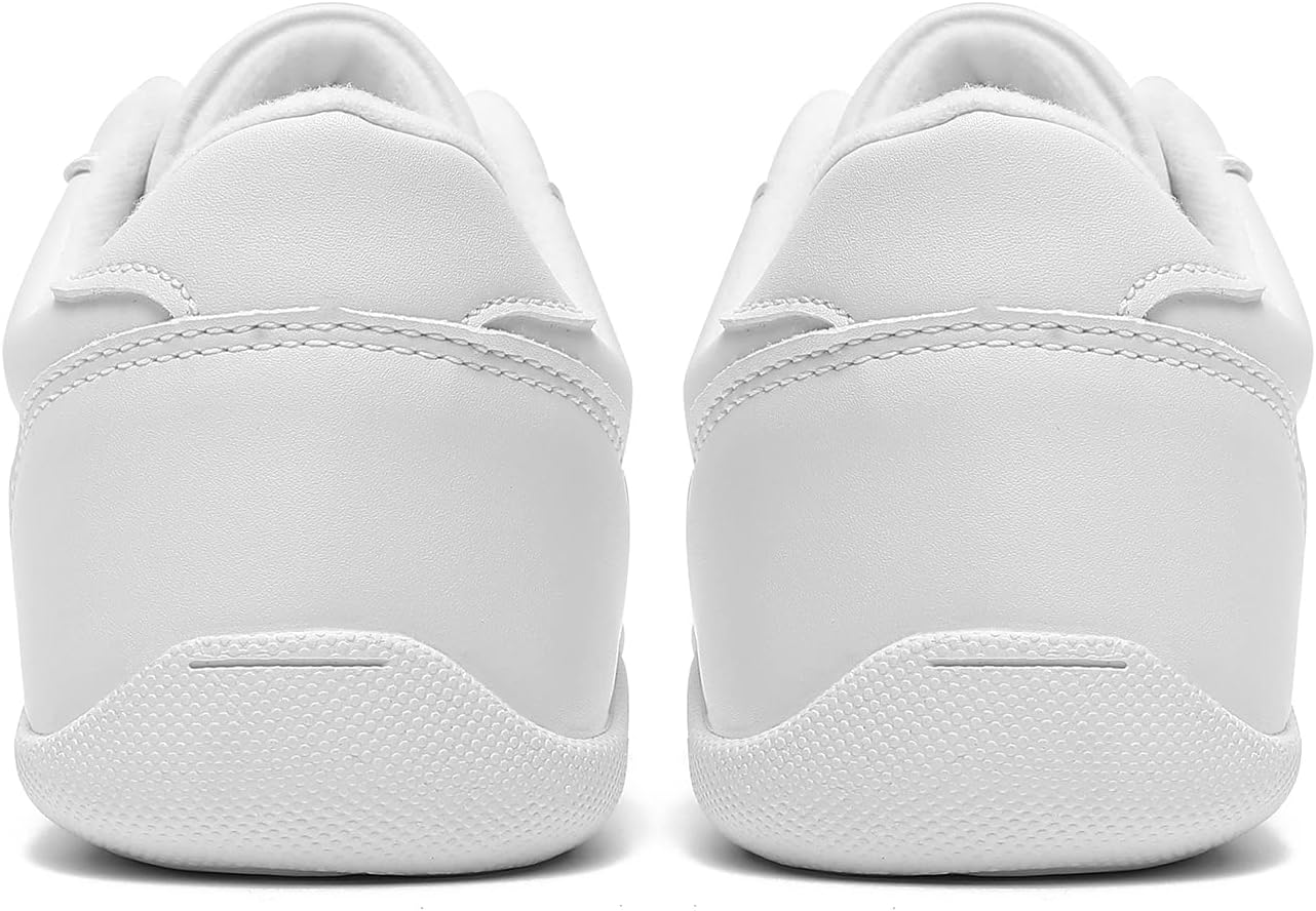 LANDHIKER Girls Cheer Shoes White Cheerleading Shoes Dance Athletic Training Tennis Breathable Youth Dancing Lightweight Competition Comfortable Cheer Sneakers - Image 3