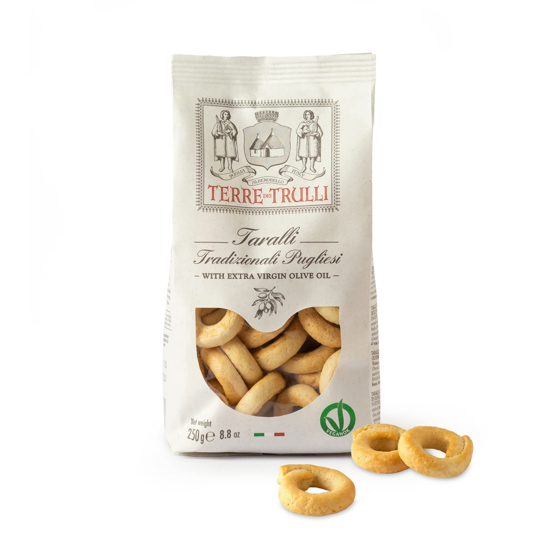 Terre des Trulli Taralli des Pouilles à l'Huile d'Olive Extra Vierge - 3 Paquets de 250g
