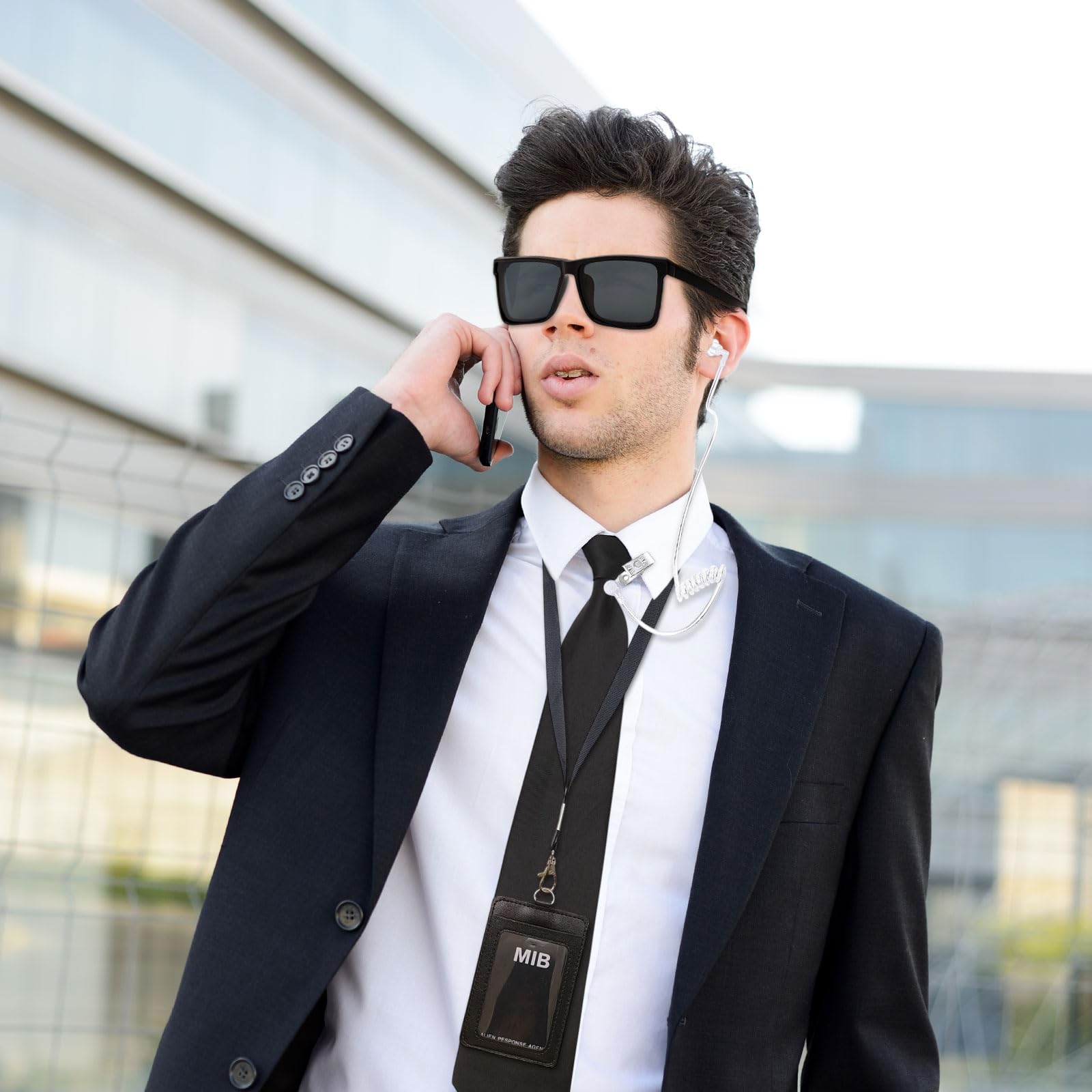 TUONYIS 6 Pcs Agent Accessories Set Secret Service Costume Set Spy Costume Accessories, with Sunglasses, Tie, Card Holder - Image 4