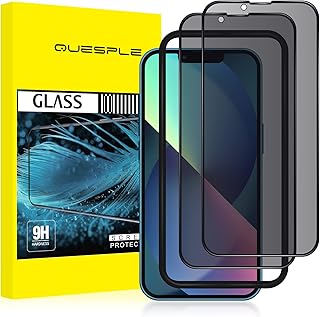 [2 Pack] QUESPLE Privacy Screen Protector for iPhone 14/13/ 13 Pro 6.1 inch, Anti-Spy Tempered Glass Film, Bubble Free, Anti Peeping, Easy Installation Tray