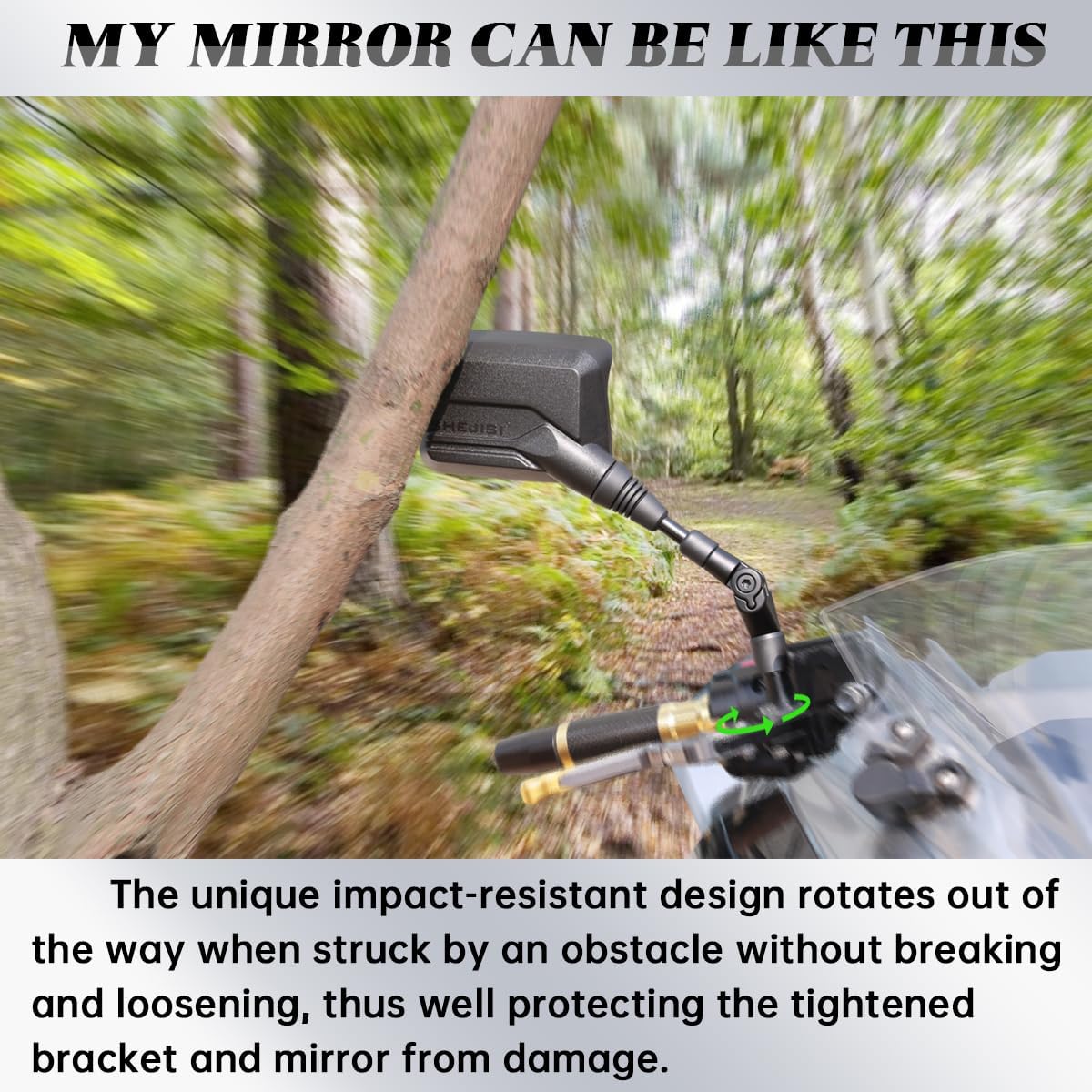 Motorcycle Mirrors,ATV Mirrors (2Pack) with Impact Resistance,Anti-glare with Rainproof,with7/8" Handlebar Mounts,Motorcycle Mirrors for Handlebars fit Suzuki,Honda,Grom,Yamaha,Kawasaki,Ducati - Image 2