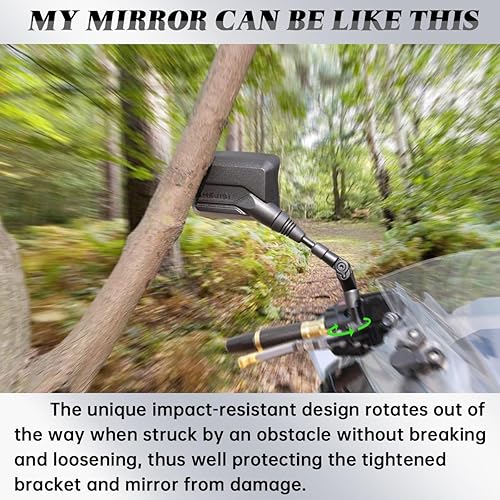 Miniatura 2 de SHEJISI Espejos de motocicleta, espejos ATV (paquete de 2) con resistencia a los impactos, antirreflejos con resistente a la lluvia, con soportes de