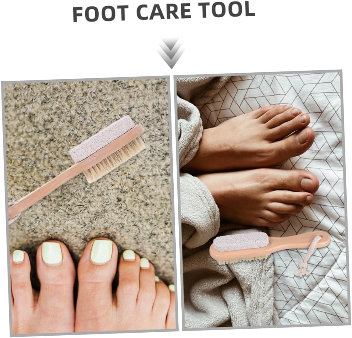 3pcs Dual-Side Foot Scrubber with Natural Bristle Brush and Pumice Stone Hard Skin Remover for Men and Women Shower Exfoliator Pedicure Tool with Hardwood Handle