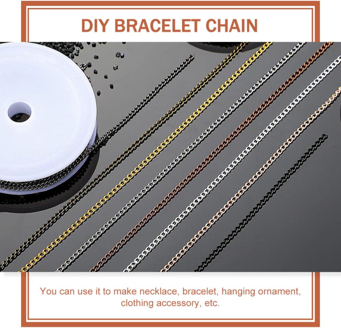 Flat Cross Chain Set, DIY Jewelry Making Accessory 8 Rolls 8 Colors