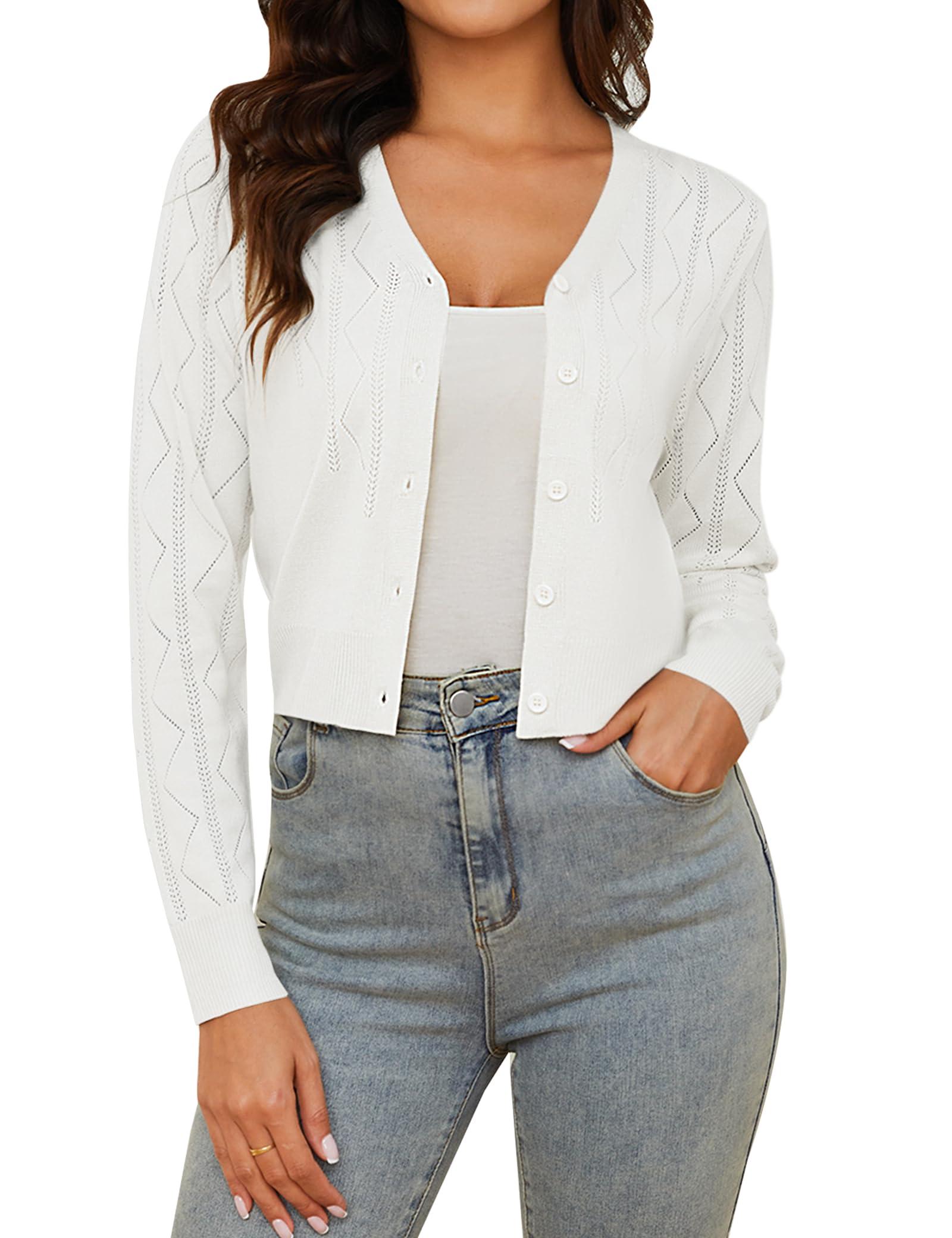 Irevial Bolero Damen Festlich Langarm Jacke Elegant Kurze Strickjacke Cardigan mit Knopf V Ausschnitt Schulterjacke zum Kleid