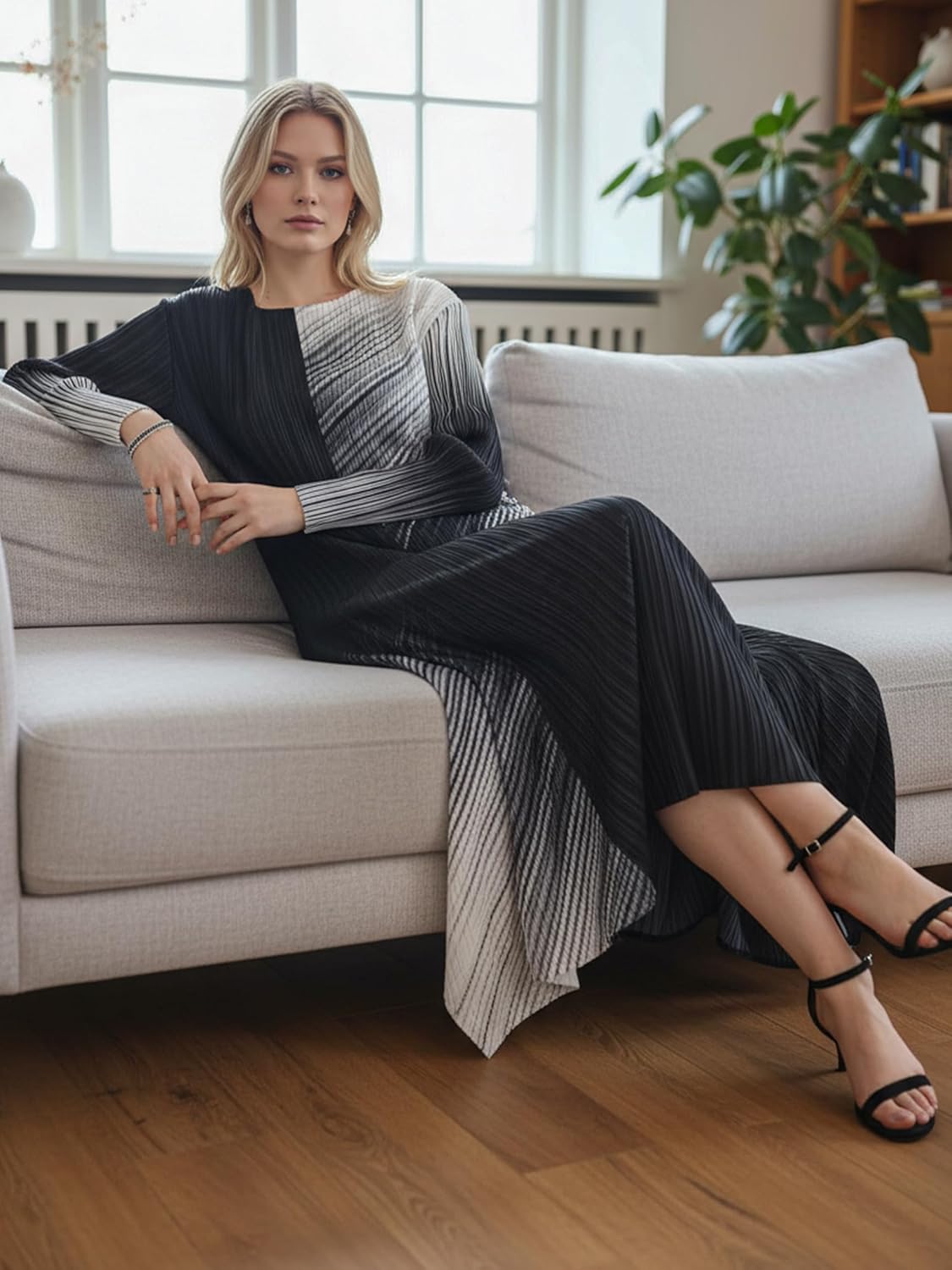 Women's Casual Long Sleeve Maxi Dress Wrinkle-Free Elegantly Classy Flowy One Size Dresses 2025 Fall New - Image 6