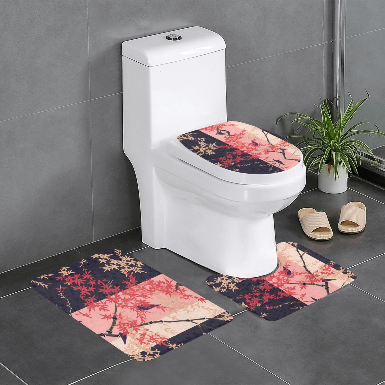 Tapis de salle de bain antidérapants en bambou sécurisé contre les glissades avec fleurs de cerisier