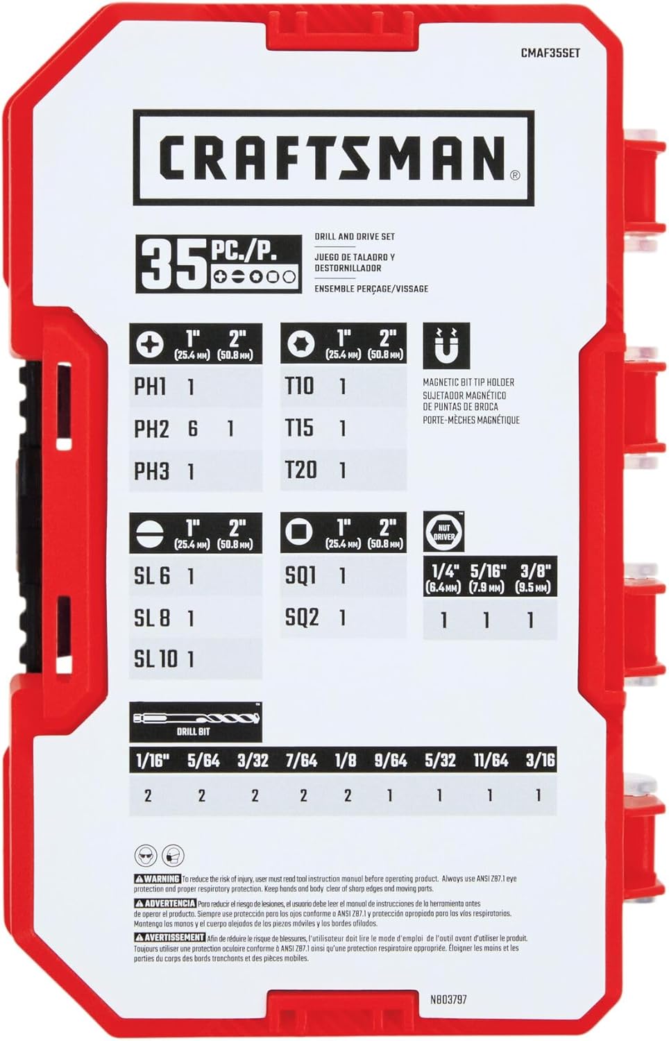 CRAFTSMAN 35 Piece Screwdriver Bit Set, Durable, Shock-Resistant Steel (CMAF35SET)
