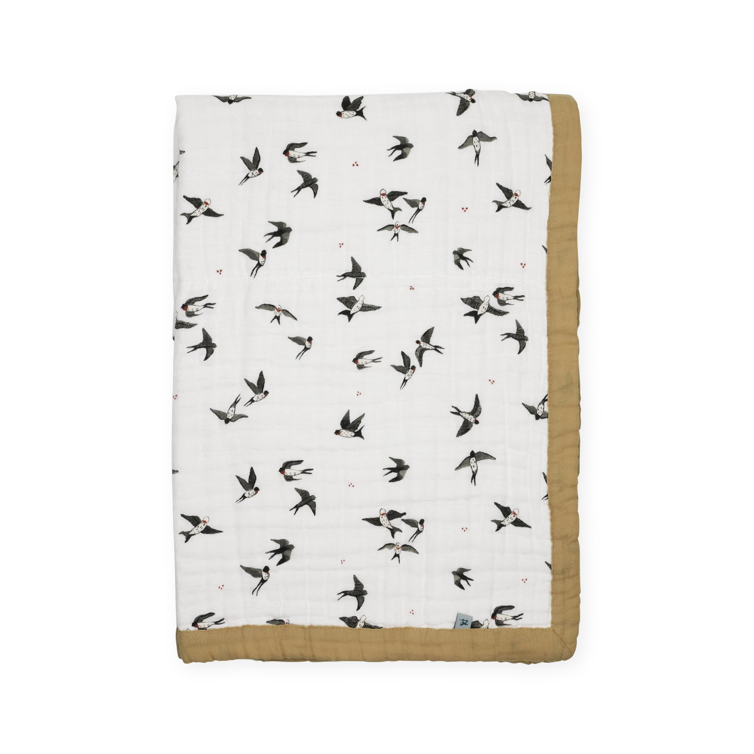 Little Unicorn 100% Certified Organic Newborn Receiving Quilt | Ultra- Soft, Multi-Layered Muslin Fabric | Gift for Newborns &amp; on-the-go (Swallows)