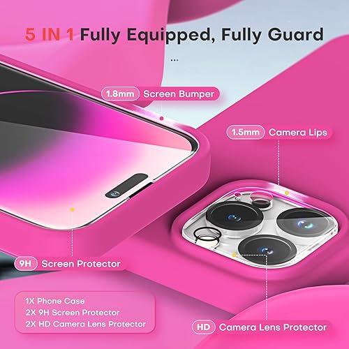 Vista 596 de TOCOL - Funda 5 en 1 para iPhone 11, con 2 protectores de pantalla + 2 protectores de lente de cámara, funda delgada de silicona líquida a prueba