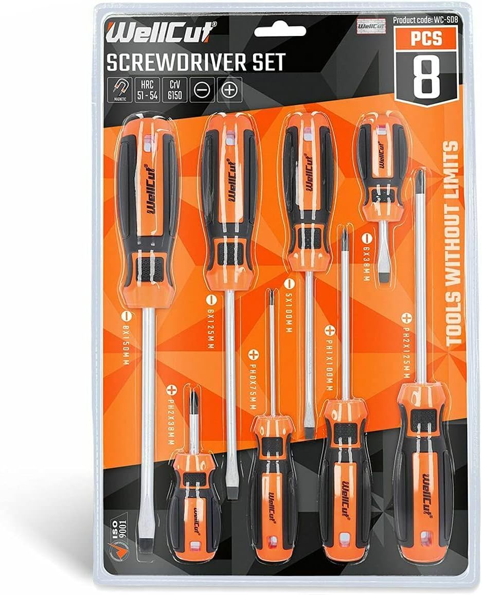 WELLCUT 8pcs Precision Screwdriver Set with
