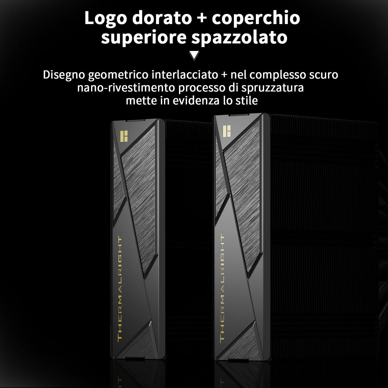 TR-Royal Pretor 130 Ultra Black Raffreddatore CPU, 7 Heatpipes Ventola di Raffreddamento, copertura superiore nera spazzolata, per Intel LGA115X/2011/1700/1851, piattaforme AM4/AM5, doppi torri e