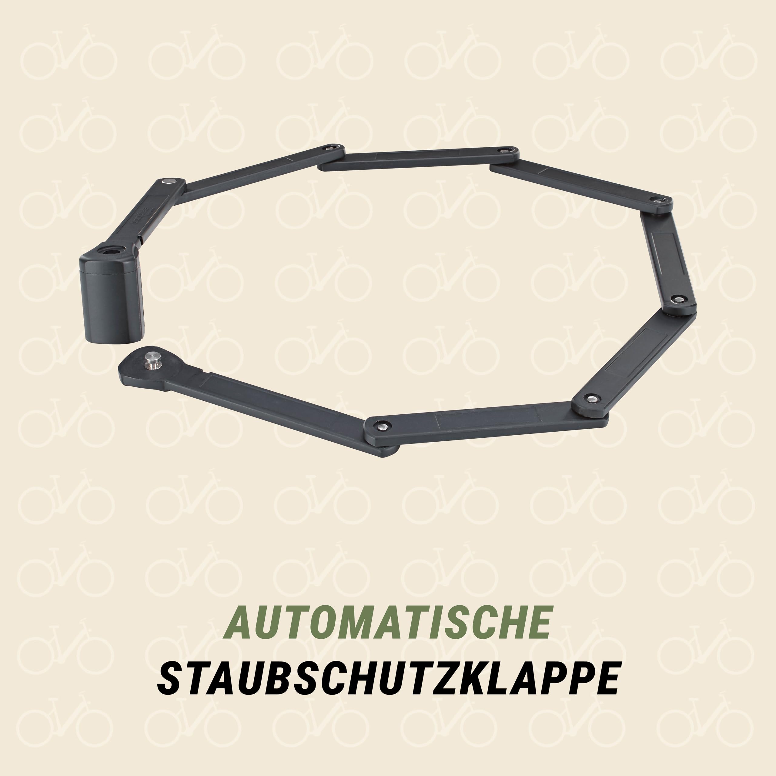Prophete Lucchetto pieghevole XXL 120 cm – Acciaio temprato con tecnologia Laser Cut – Include supporto per bicicletta, e-bike ed e-scooter – Antifurto sicuro
