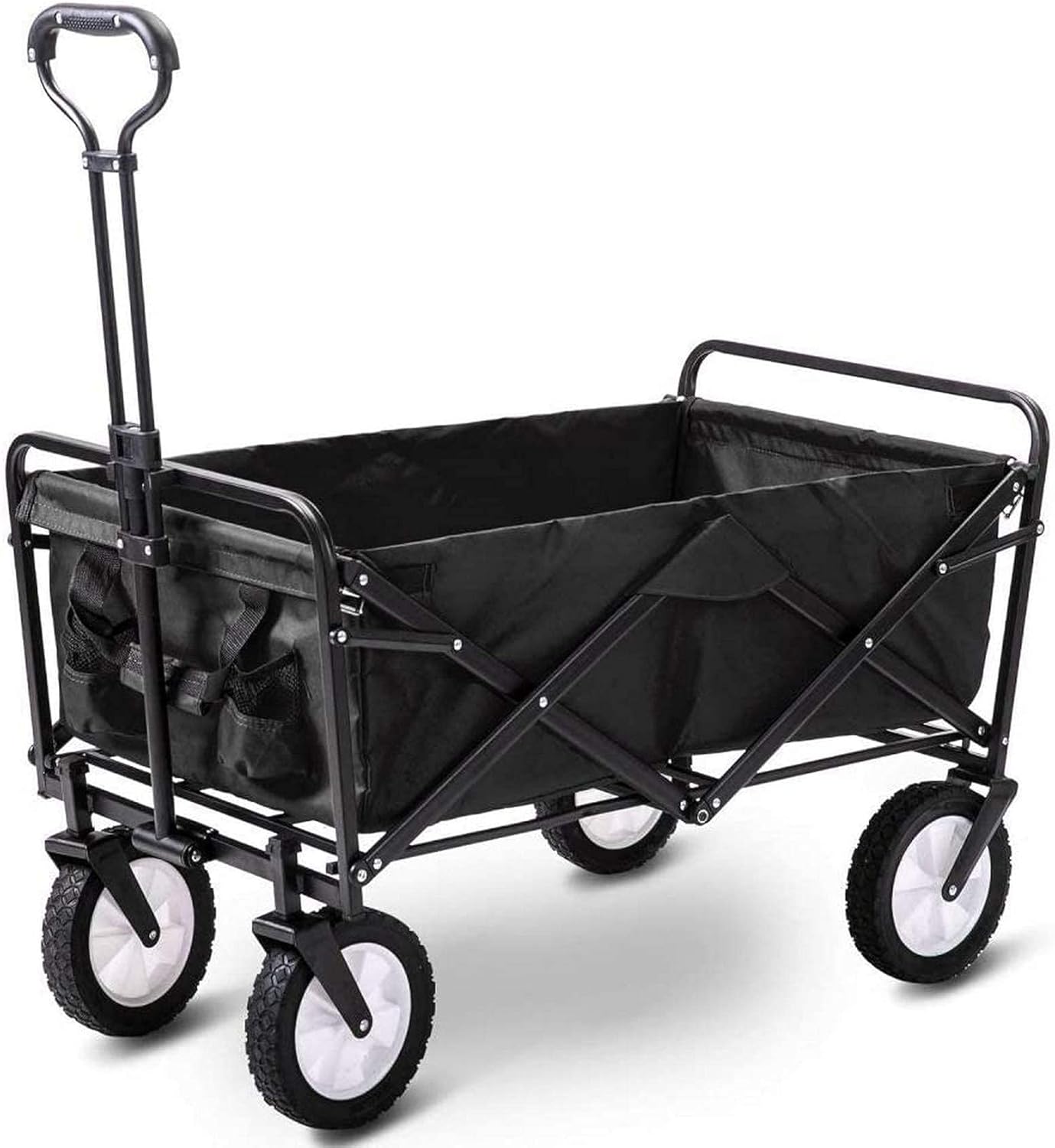 , Foldable Garden Trolley Portable Wagon Truck Wheelbarrow, Outdoor Utility Garden Shopping Cart Heavty Duty Camping Cart Pull Along Trolley Blue