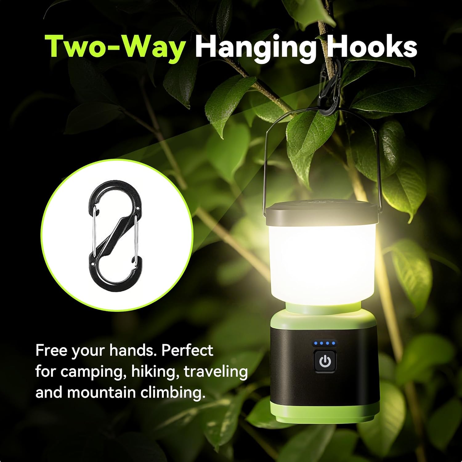 AlpsWolf Camping Lantern Rechargeable, Stepless Dimming LED Lantern, 4000mAh Rechargeable Lantern for Power Outages, IPX4 Waterproof Portable Camping Light, Green 1 Pack - Image 5