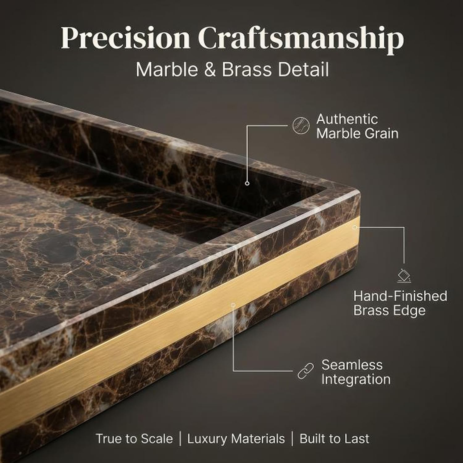 Marble Tray for Bathroom, 12" Marble Vanity Tray Organizer image 2