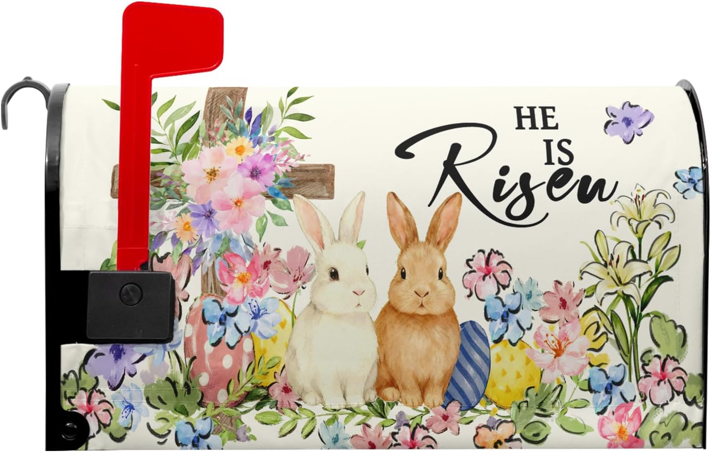Easter Mailbox Cover Magnetic Rabbit Mailbox Covers Standard Size Spring Flower Decorative Mailboxes for Outside Garden Yard 21x18 inch