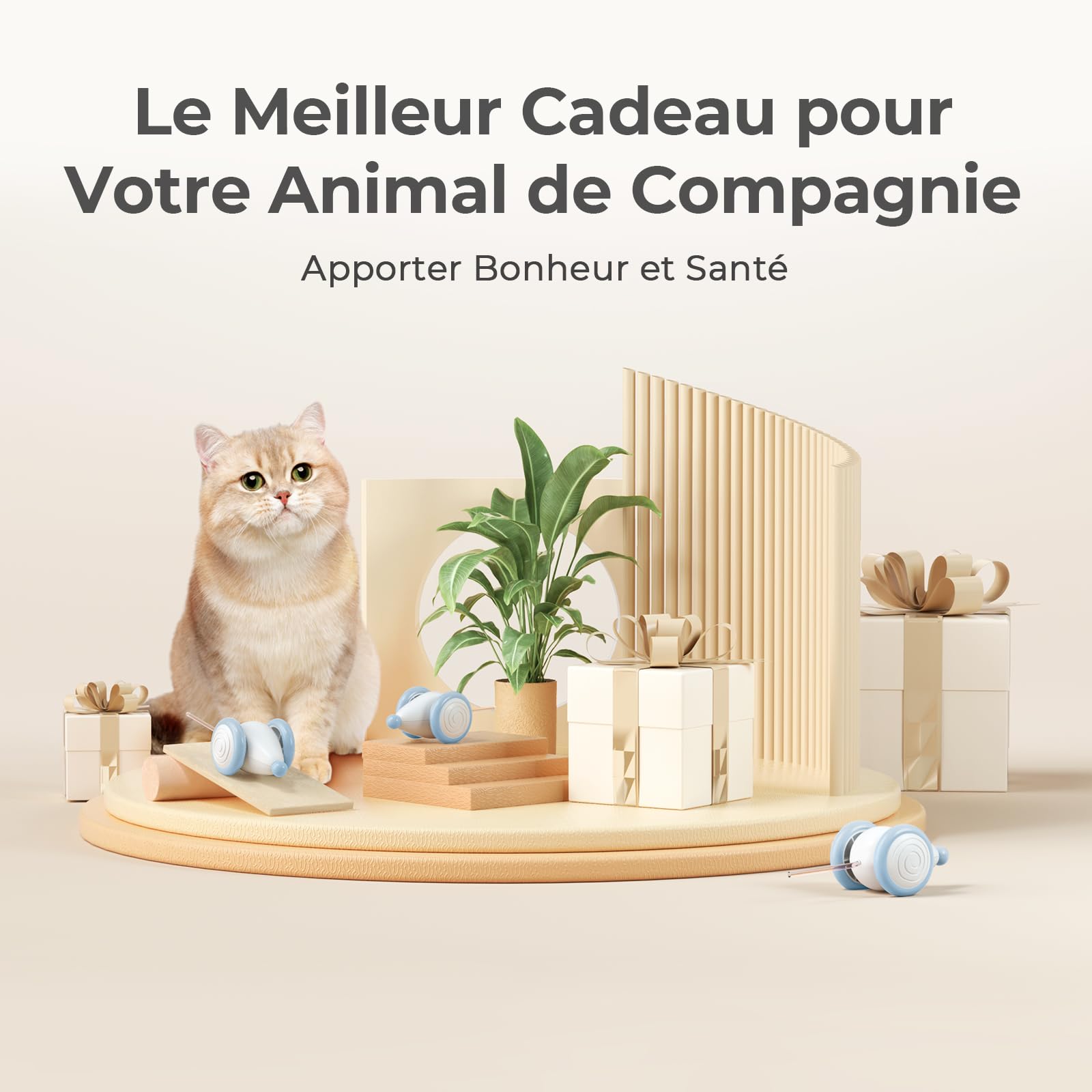 Cheerble Jouet Chat Interactif, Jouet Chat Interieur, Jouet Automatique pour Chat avec Lumières LED, Deux Vitesses, Rechargeable par USB, Souris Automatique Wicked Mouse, Cadeau pour Chaton (Bleu)